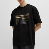 HUGO BOSS Summer Round-neck Short-sleeved Printed Loose-Fitting Casual Fashionable