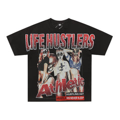 Life Hustlers Purple Moon Girl Vintage Graphic Oversized Tee