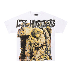 Life Hustlers Golden Warrior Antique Graphic Oversized Tee