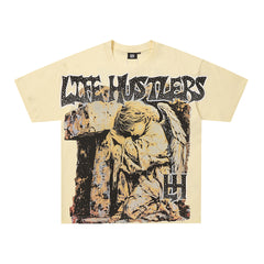 Life Hustlers Golden Warrior Antique Graphic Oversized Tee