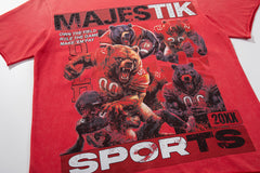 Majestik “Football Bears” Sports Vintage Tee(Red)