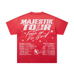 Majestik “Football Bears” Rhinestone Vintage Tee(Red)