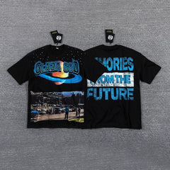 GLAZA GOD Men's Futuristic Graphic Oversized T-Shirt – Y2K Streetwear Double-Sided Print Casual Tee