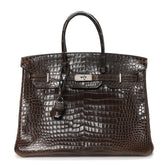 Shiny Porosus Crocodile Birkin 35 Havane