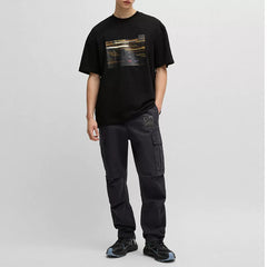 HUGO BOSS Summer Round-neck Short-sleeved Printed Loose-Fitting Casual Fashionable