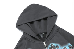 MIXED EMOTION Angel Artwork Graphic Zip-Up Hoodie