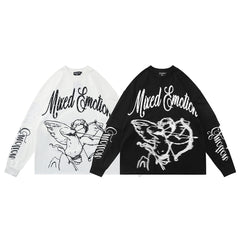 MIXED EMOTION Winged Skull Graphic Long Sleeve Top