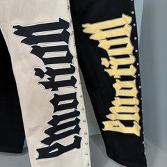 MIXED EMOTION Side Letter Wide-Leg Lounge Pants