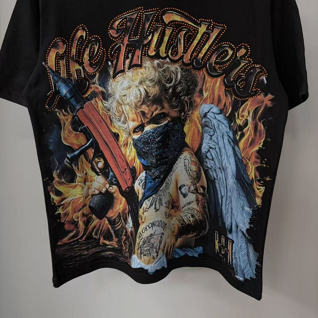 Life Hustlers Orange Skull Rider Tee