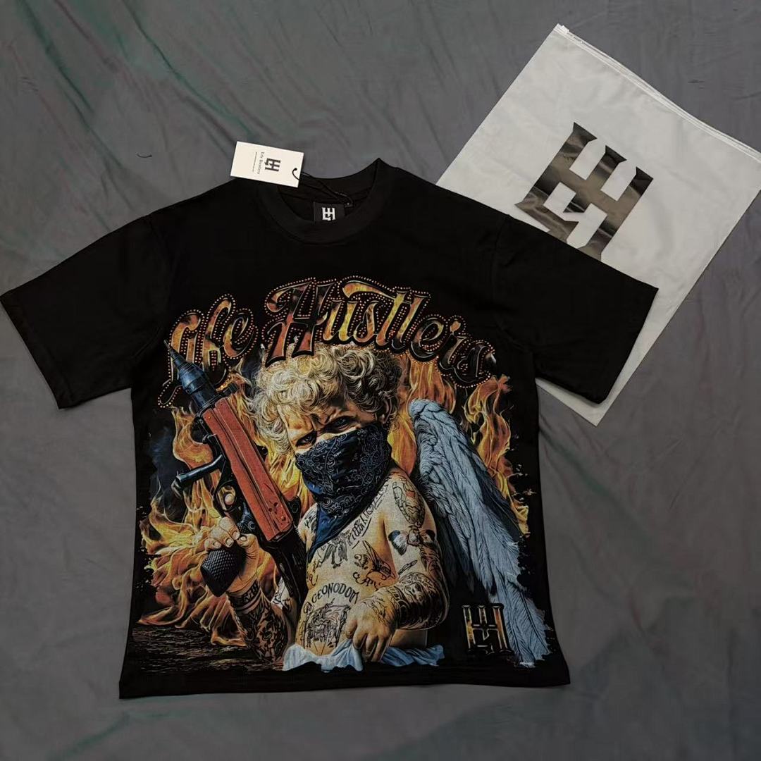 Life Hustlers Orange Skull Rider Tee