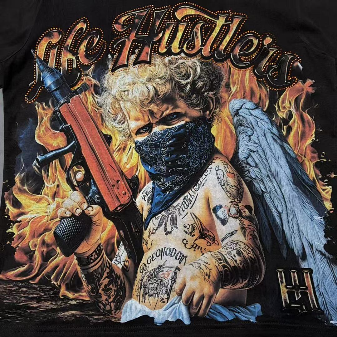 Life Hustlers Orange Skull Rider Tee