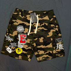 MIXED EMOTION Graphic Patchwork Cargo Casual Shorts