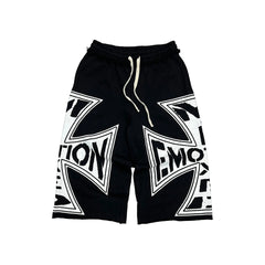 MIXED EMOTION Graphic Logo Patchwork Casual Shorts