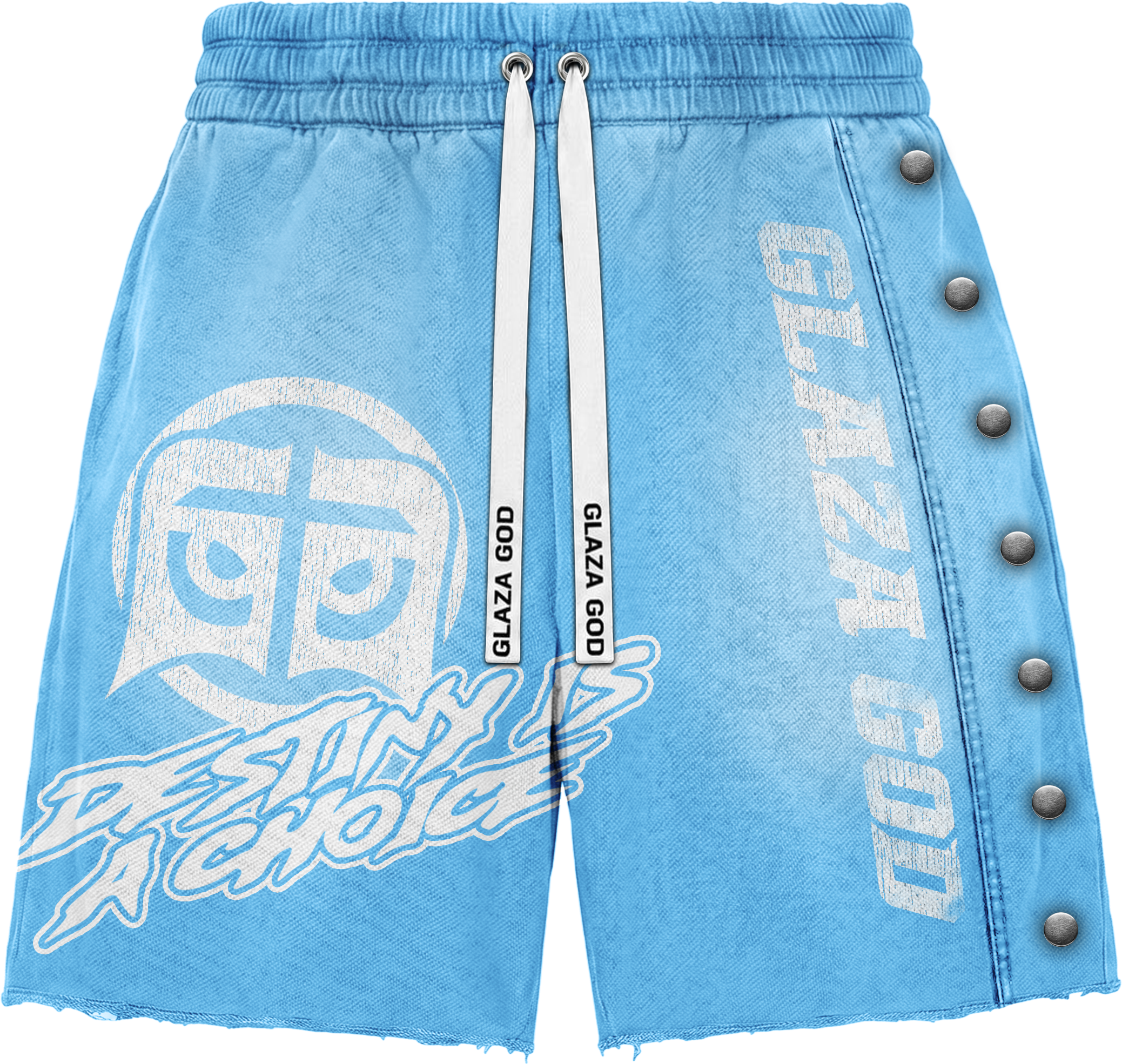 GLAZA GOD Heavyweight French Terry Shorts – Blue Wash