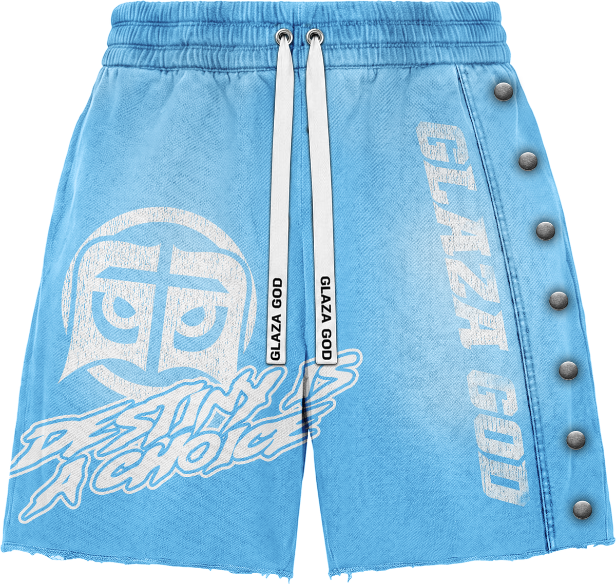 GLAZA GOD Heavyweight French Terry Shorts – Blue Wash