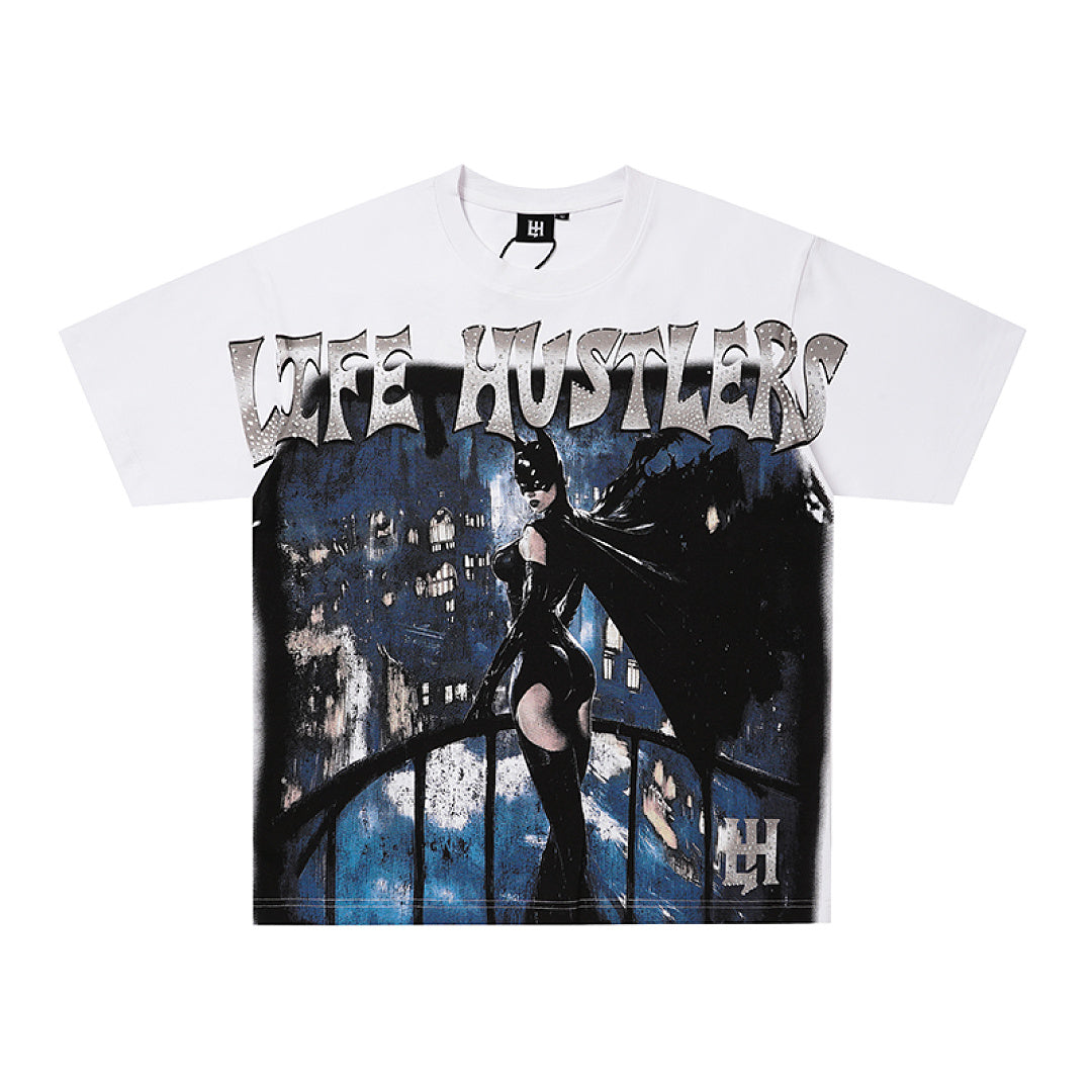 Life Hustlers Blue City Rider Vintage Graphic Streetwear Tee