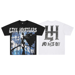 Life Hustlers Blue City Rider Vintage Graphic Streetwear Tee