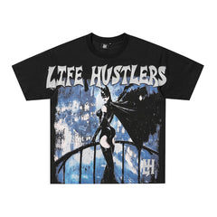 Life Hustlers Blue City Rider Vintage Graphic Streetwear Tee