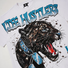 Life Hustlers Blue Panther Vintage Animal Graphic Oversized Tee