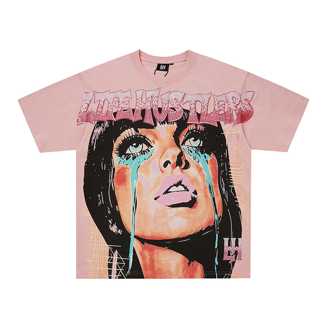 Life Hustlers Crying Angel Vintage Graphic Oversized Streetwear Tee