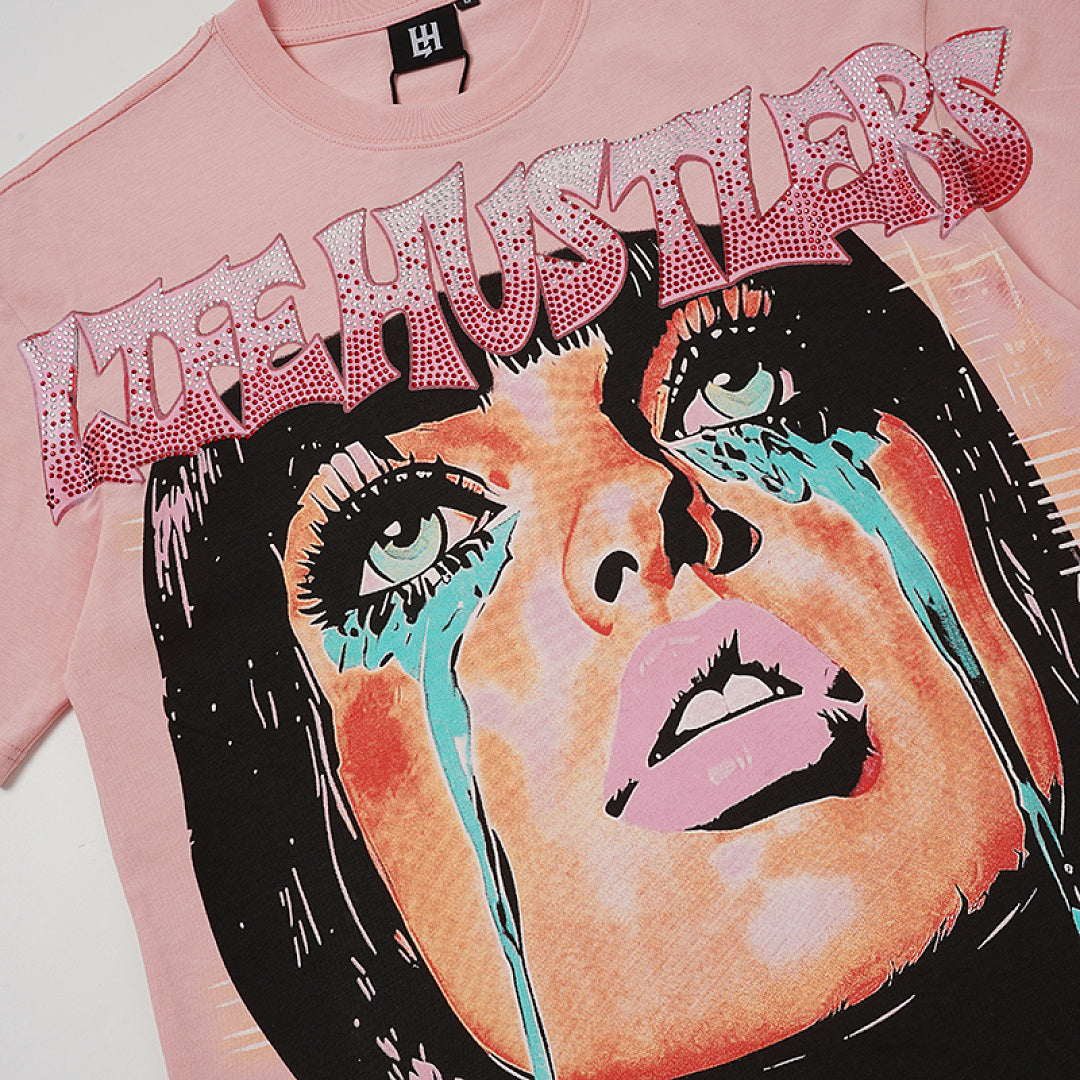 Life Hustlers Crying Angel Vintage Graphic Oversized Streetwear Tee