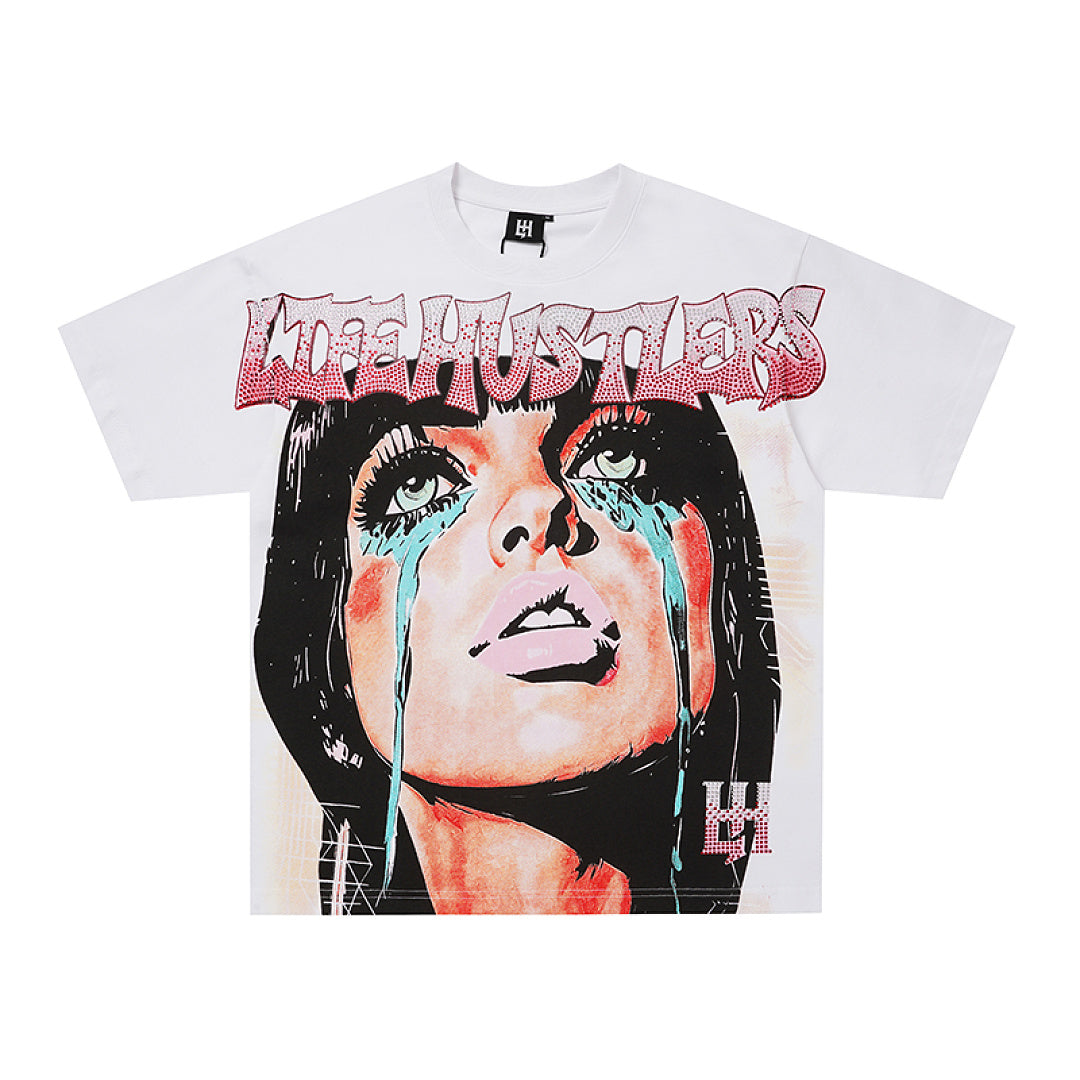 Life Hustlers Crying Angel Vintage Graphic Oversized Streetwear Tee
