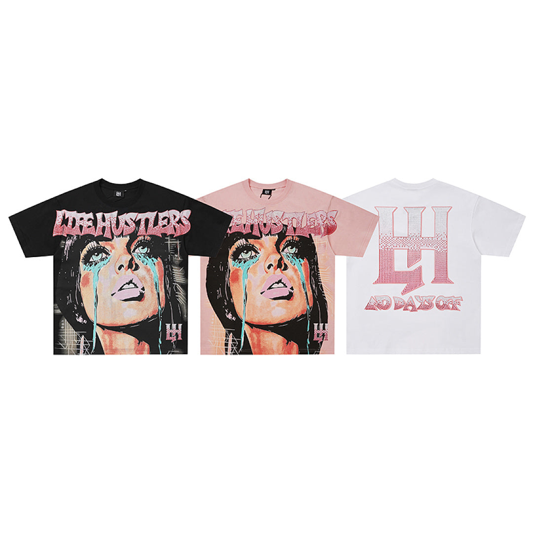 Life Hustlers Crying Angel Vintage Graphic Oversized Streetwear Tee
