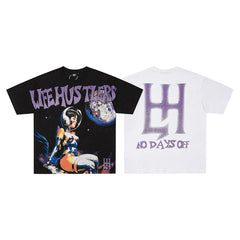 Life Hustlers Purple Moon Girl Vintage Graphic Oversized Tee