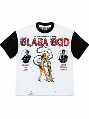 GLAZA GOD La Santa -Distressed Acid Wash Oversized Tee