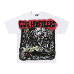 Life Hustlers Dark Skull Reaper Vintage Graphic Oversized Tee