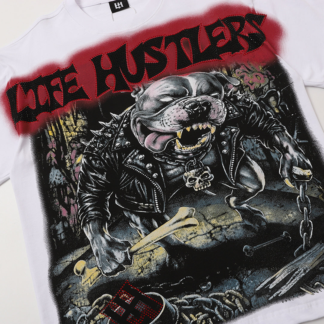 Life Hustlers Dark Skull Reaper Vintage Graphic Oversized Tee
