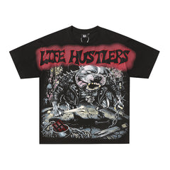 Life Hustlers Dark Skull Reaper Vintage Graphic Oversized Tee