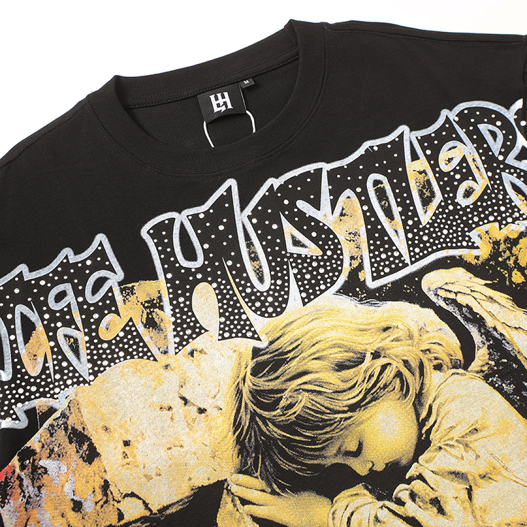 Life Hustlers Golden Warrior Antique Graphic Oversized Tee