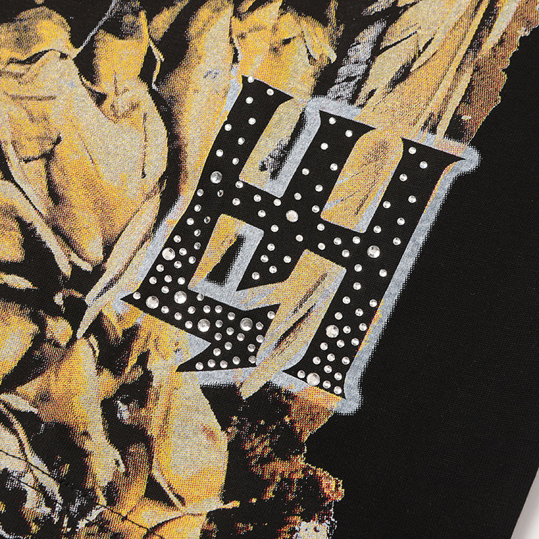 Life Hustlers Golden Warrior Antique Graphic Oversized Tee