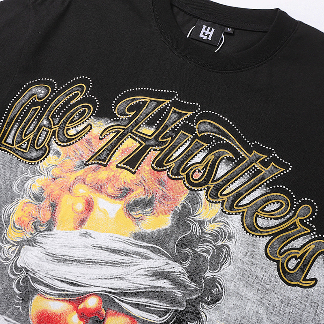 Life Hustlers Grey Angel Vintage Graphic Oversized Tee