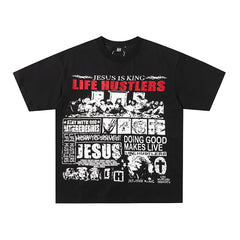 Life Hustlers Jesus King Vintage Religious Graphic Tee