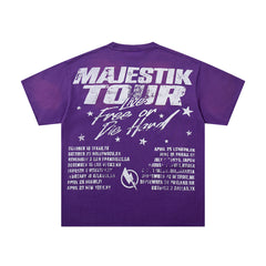 Majestik “Sound League & Sports” Special Edition Rhinestone Vintage Tee（Purple）