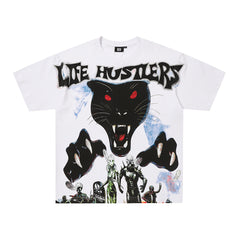 Life Hustlers Black Wolf Rebel Vintage Graphic Streetwear Tee