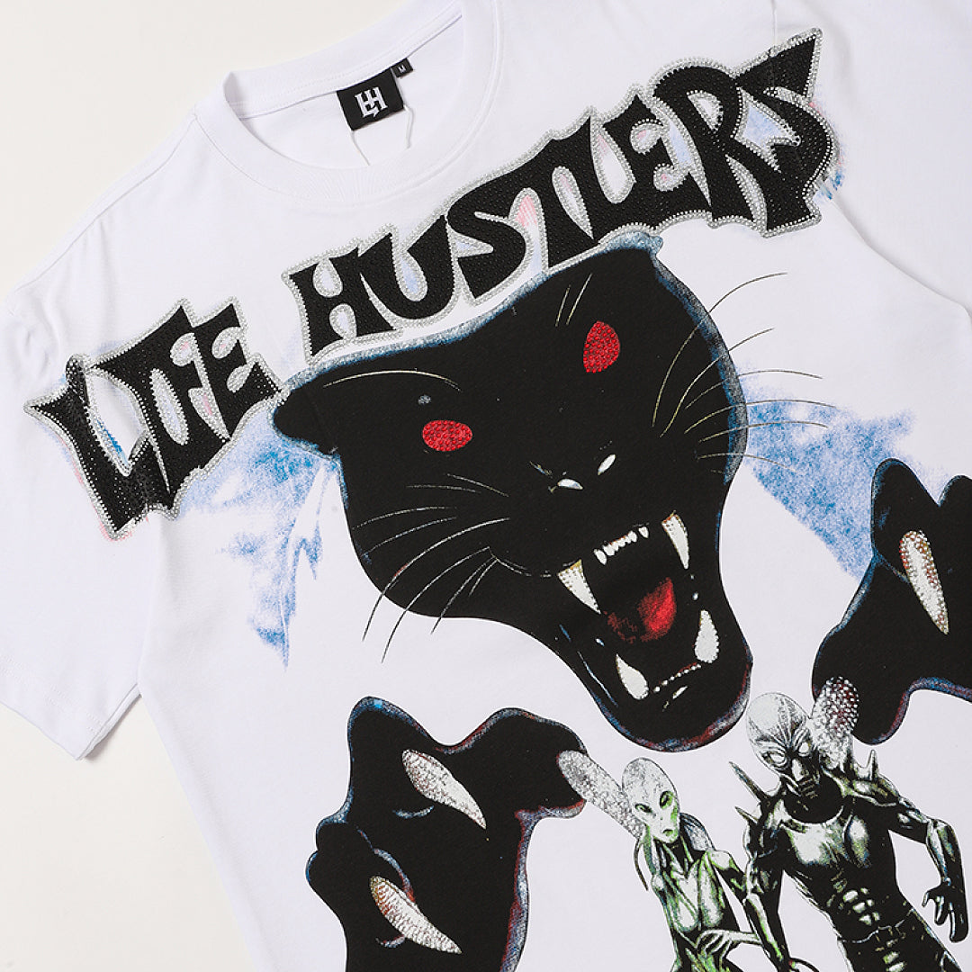 Life Hustlers Black Wolf Rebel Vintage Graphic Streetwear Tee