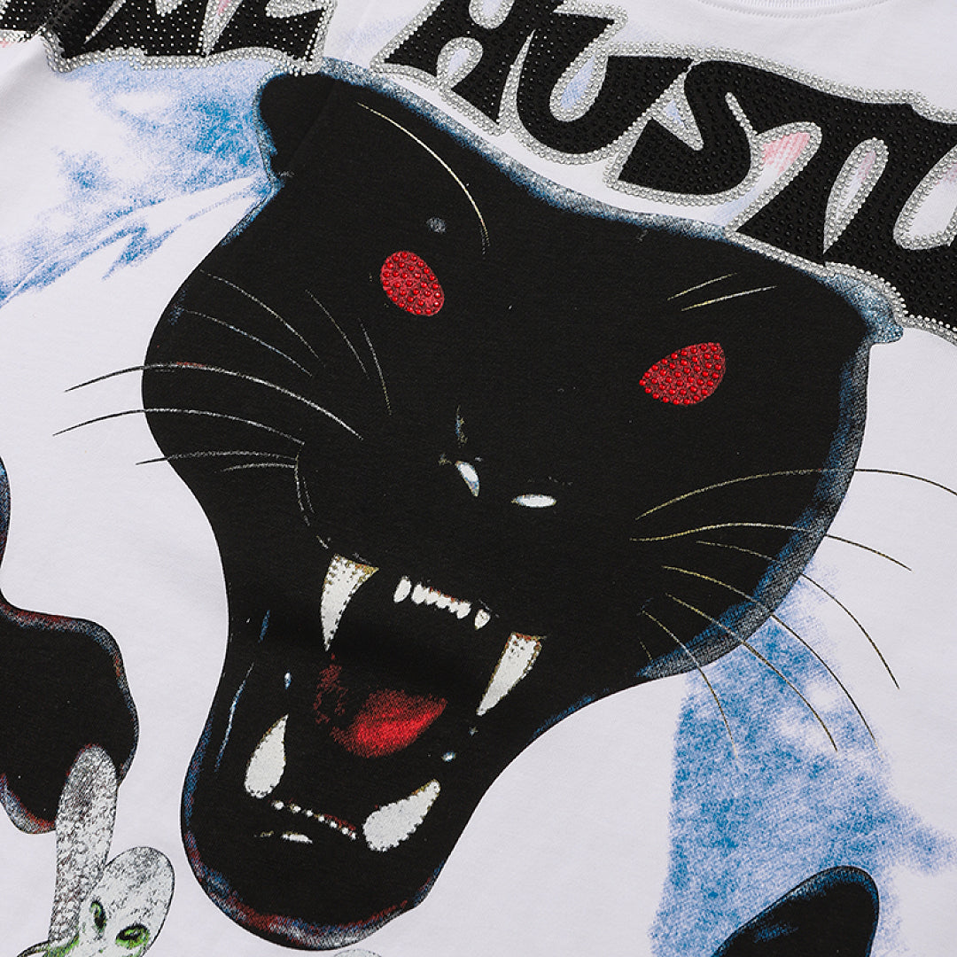 Life Hustlers Black Wolf Rebel Vintage Graphic Streetwear Tee