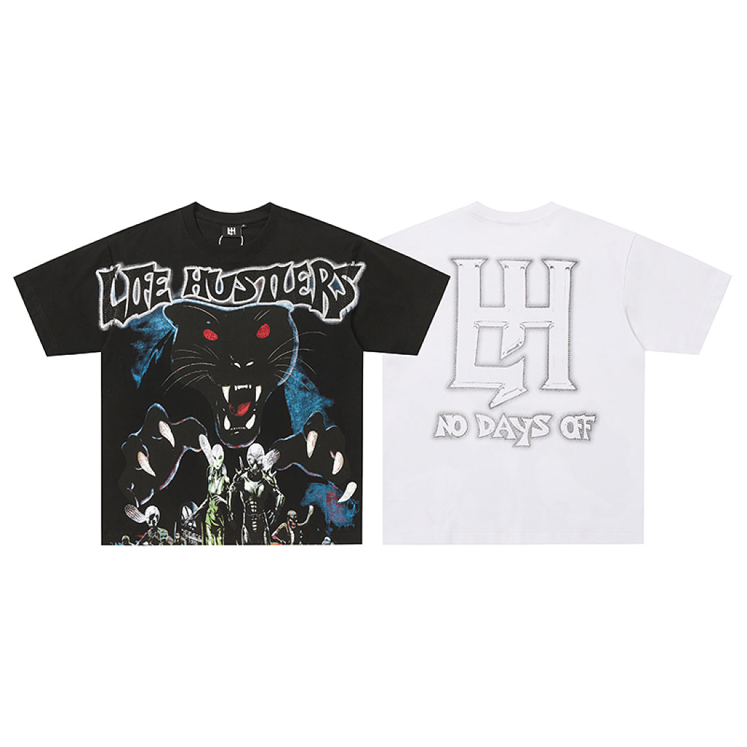 Life Hustlers Black Wolf Rebel Vintage Graphic Streetwear Tee