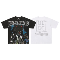 Life Hustlers Black Wolf Rebel Vintage Graphic Streetwear Tee