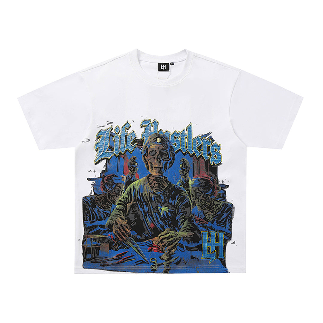 Life Hustlers Blue Guardian Vintage Graphic Oversized Tee