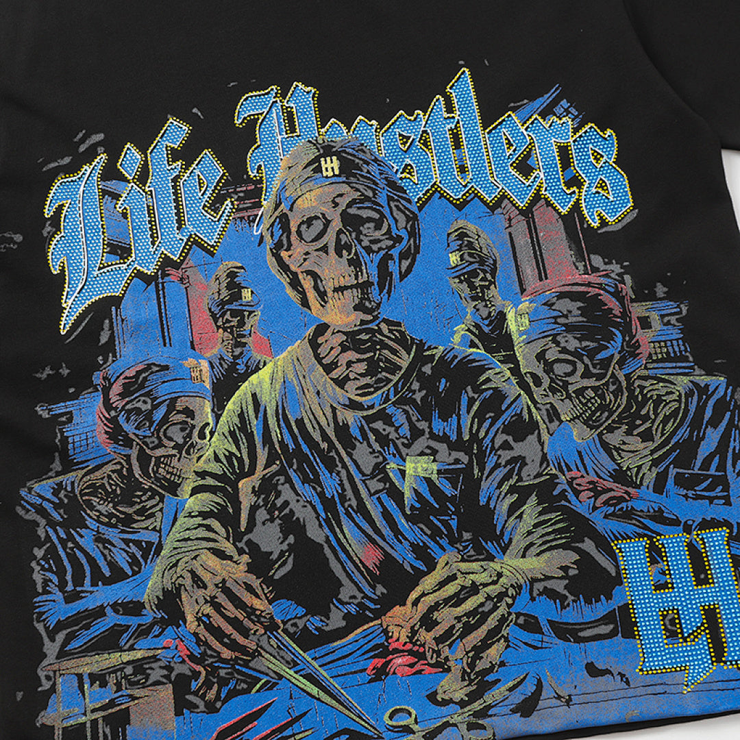 Life Hustlers Blue Guardian Vintage Graphic Oversized Tee