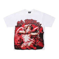 Life Hustlers Red Angel Vintage Graphic Streetwear Tee