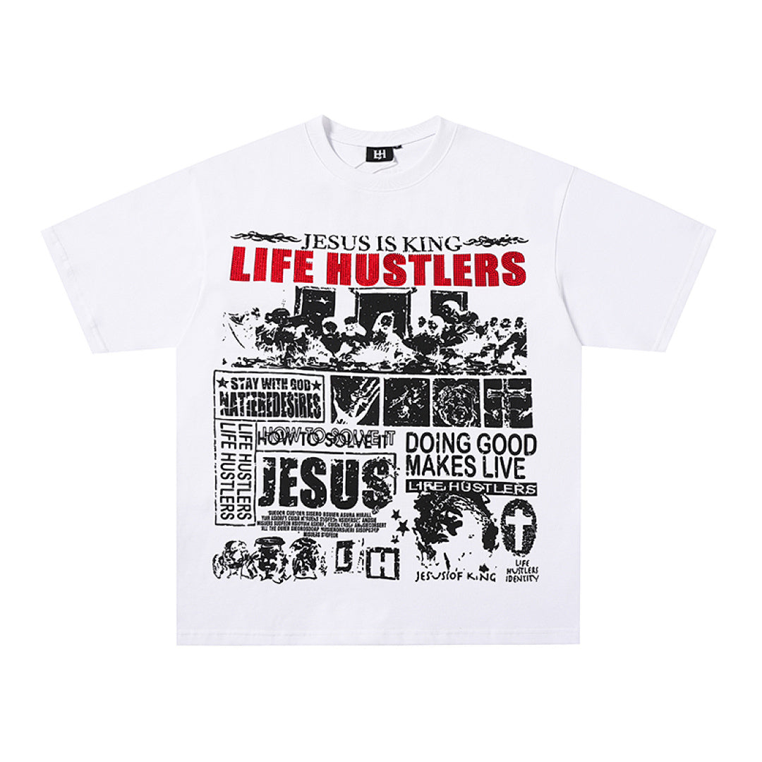 Life Hustlers Jesus King Vintage Religious Graphic Tee