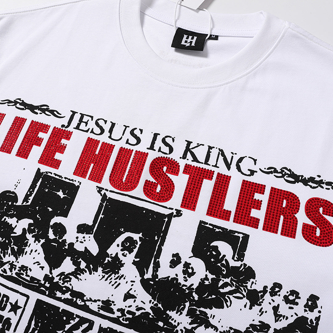 Life Hustlers Jesus King Vintage Religious Graphic Tee