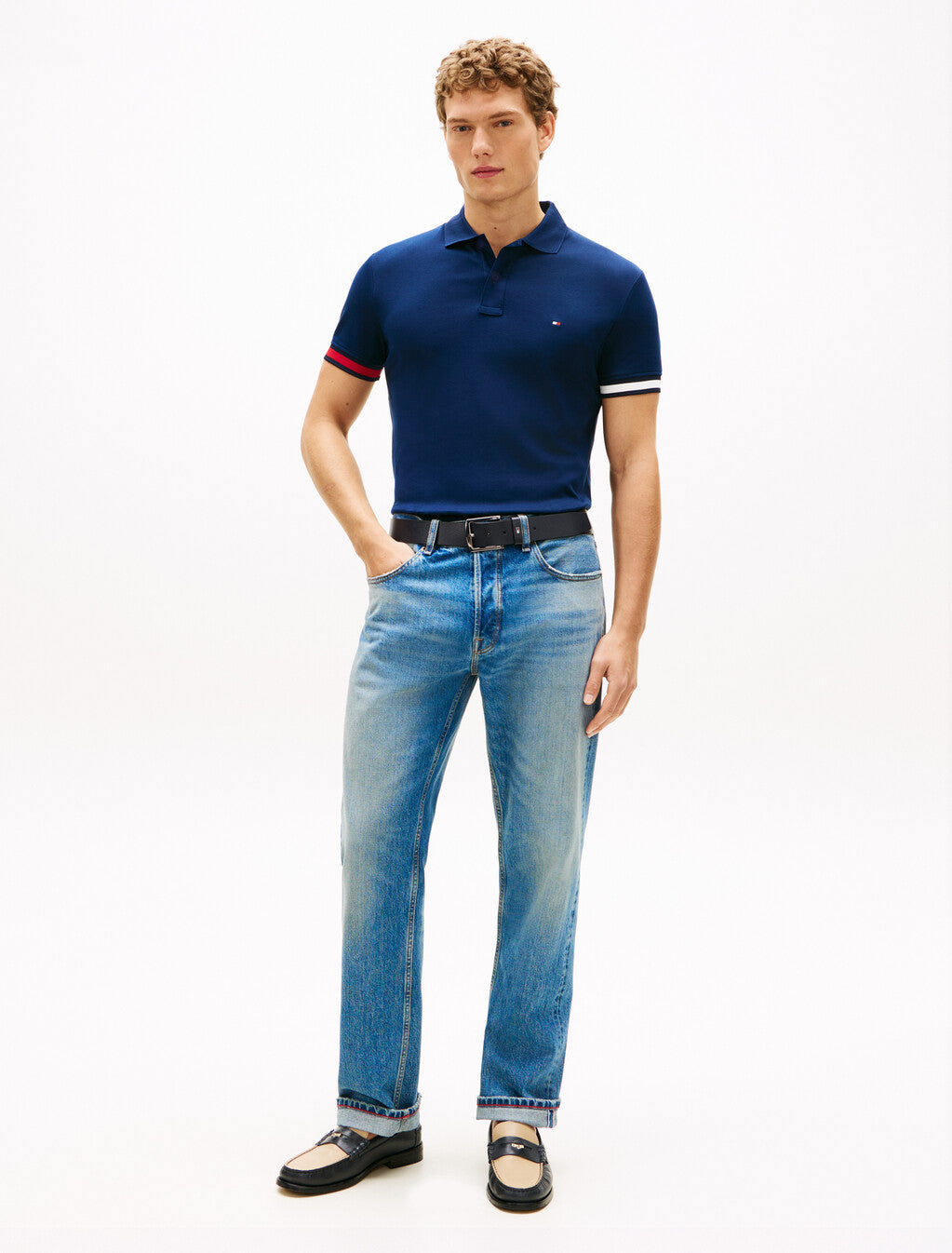 Slim Fit Interlock Knit Tipped Polo Shirt