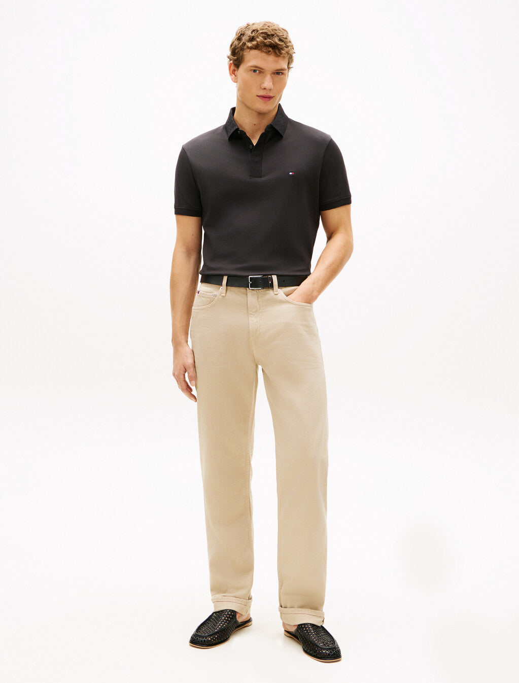 Regular Pique Jacquard Collar Polo Shirt