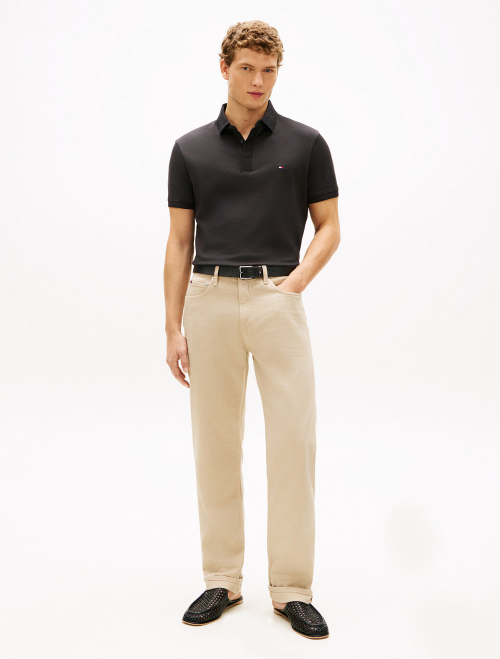 Regular Pique Jacquard Collar Polo Shirt